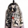 Christmas Elk Snowflake Pattern Shawl Tippet Winter Warm Cotton Thicken Scarf - Black - CA186W98W46