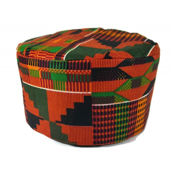 African Kente Hat Dashiki Cap Traditional Kufi Koofi Skull Top Quality Red P03 