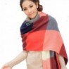 CHASOEA Womens Tassels Plaid Blanket Tartan Scarf Long Shawl Winter Warm Lattice Large Scarf - Red Blue - C91868EX67D