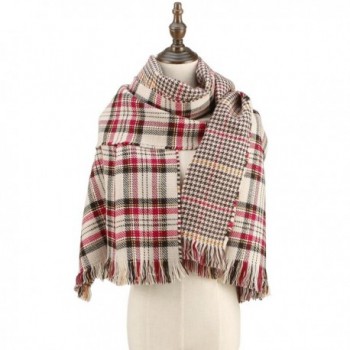 CHERRY CAT Oversized Blanket Scarf Fall Plaid Shawl - Y-khaki - C912N09SMUC