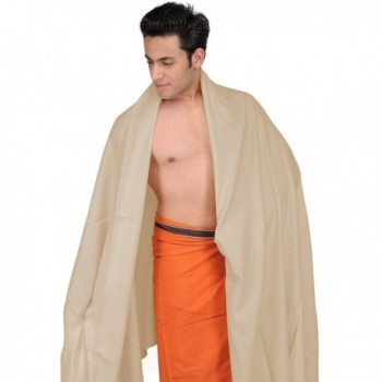 Exotic India Plain Men's Dushala from Amritsar (Lohi) - Parchment - C71883XZ0AT