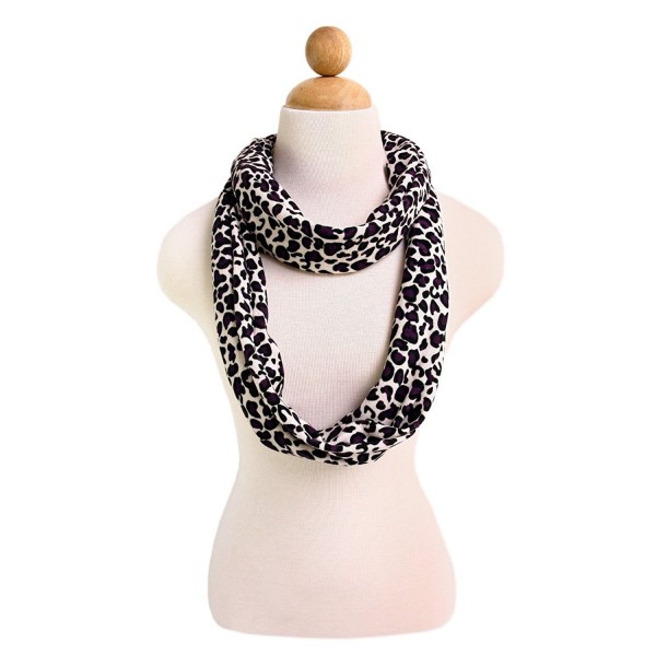 Premium Leopard Animal Print Infinity Loop Scarf - Different Colors Available - Purple - C111IZ96VUD