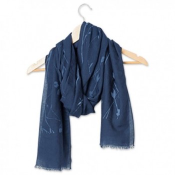 Tickled Pink Long Lightweight All Season Floral Sheer Scarf- 30 x 70" - Navy - CV184WEA83Y