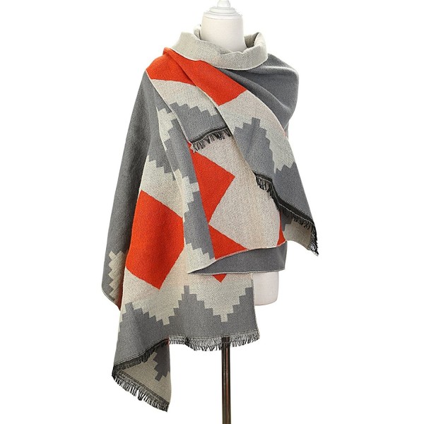 UTOVME Womens Fashion Cashmere Wool Feel Plaid Scarf Long Shawl Wrap Pashmina - Print in Gray - C112K85PH97