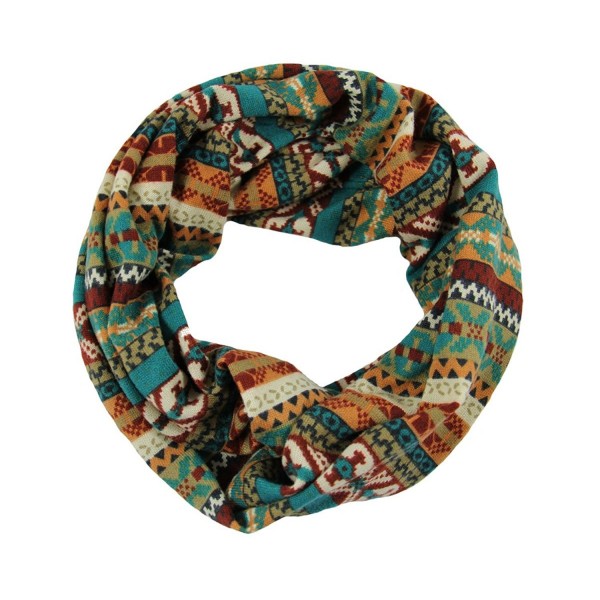 RW Soft & Cozy Knit Tribal Aztec Print Infinity Scarf - Brown - CA1271JMD4P