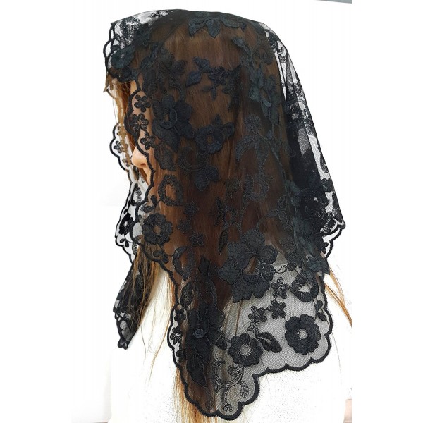 Anna Veils Chapel Catholic Veil Spanish Lace Mantilla Medium - Margaret - Black - CV127KNMZU9