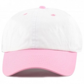 MIRMARU Two Tone 100% Cotton Stonewashed Cap Adjustable Hat Low Profile Baseball Cap. - Light Pink - CT12NW1WEYQ
