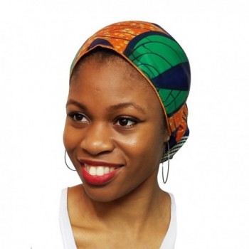 Orange-Green and Blue African Print Ankara Head wrap- Tie- scarf- Multicolor One Size - CH12ODWLC1J