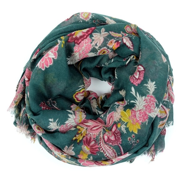 Scarves for Women: Lightweight Elegant Floral Fashion shawl by MIMOSITO - Green Floral - CH18C3NCG0M