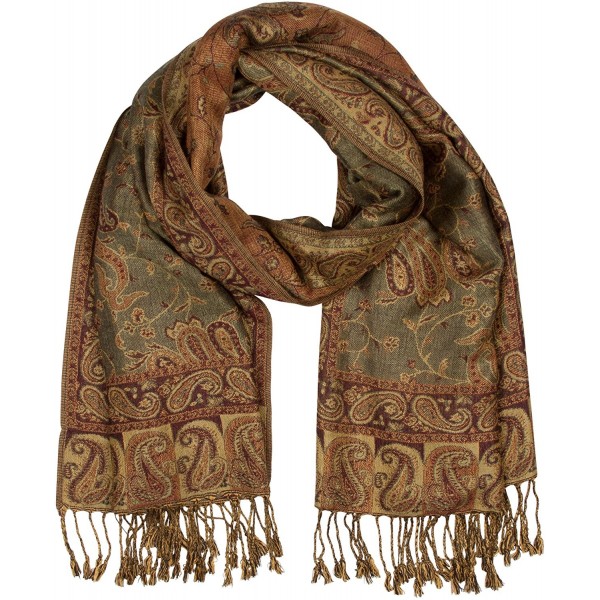 Double Layer Jacquard Paisley Pashmina Shawl / Wrap / Stole - Celadon ...