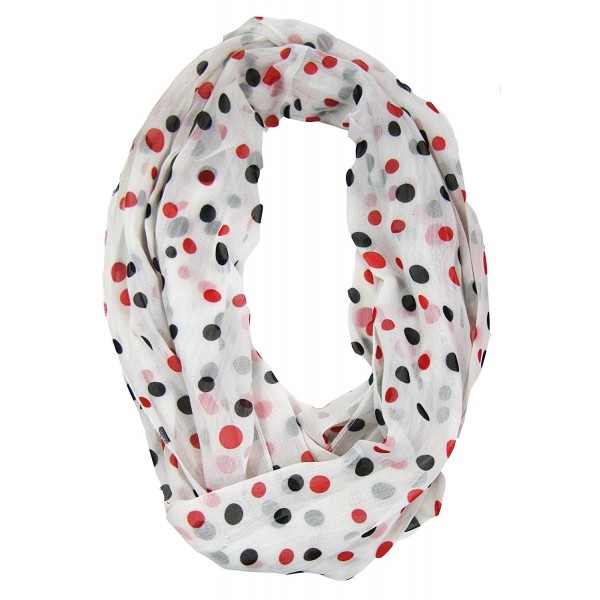 Amtal Women Red Black White Polka Dot Chiffon Soft Casual Infinity Scarf - CW11F7SLUDN