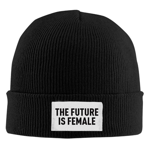 The Future Is Female Feminism Man's Stretch Skull Beanie Hat Logo Print Limited Woolen Cap - Black - CD12M4K1LKD