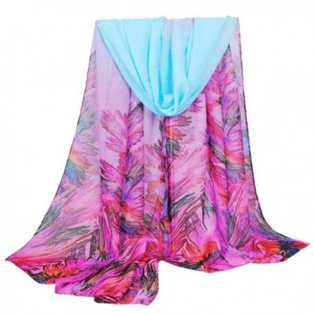 Luweki Great flower Fashion Women Long Soft Wrap Ladies Shawl Chiffon Scarf - Blue - C612N1S3JKG