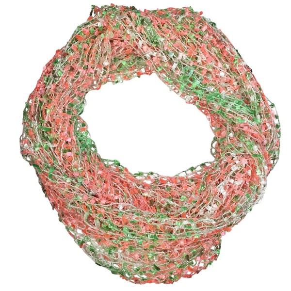 Fun Lightweight Multi Color Infinity Tube Circle Scarf - Lime Green Neon Pink & White - CZ183GQ0DE2