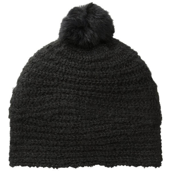 Echo Women's Balmoral Boucle Hat with Fur Pom - Black - CI11MN0DAVR