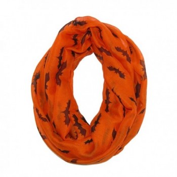 David & Young Women's Black Bats Halloween Infinity Loop Scarf - Orange - CW11OMNQUY3