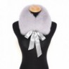 Ferand Ladies Stylish Genuine Fox Fur Collar Scarf with Satin Ribbon - Light Grey - CB12MRS0O3H