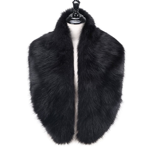 Caracilia Extra Large Men Women's Faux Fur Collar Scarf for Winter Coat - Black - C61867UR3L3