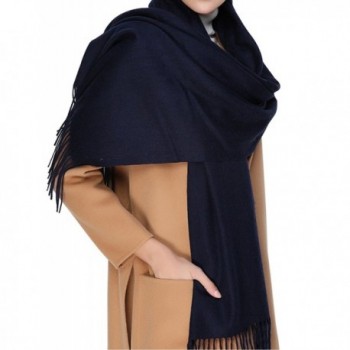 Cashmere Wool Scarf-Large Soft Women Men Scarves Winter Warm Shawl Gift - Navy Blue - CG1888L4TLY