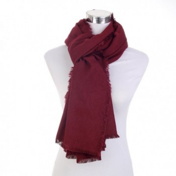 BEKILOLE Women/Men Solid Colored Cashmere Wraps Blanket Shawl Scarf Wrapping Neckwear - Wine Red - CG12NTUI27J