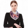 Grace Scarves 100% Silk Scarf- Petite Square- Charmeuse - Art Deco Flowers- Peach/Navy Blue - C7182A2E3M9