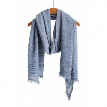 WS Natural Scarf / Shawl / Wrap Linen Feel Scarves For Men And Women. - Blue Original - C117YAUH0MM