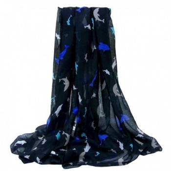 Dolphin Print Viscose Scarf CSJ L 40 in Fashion Scarves