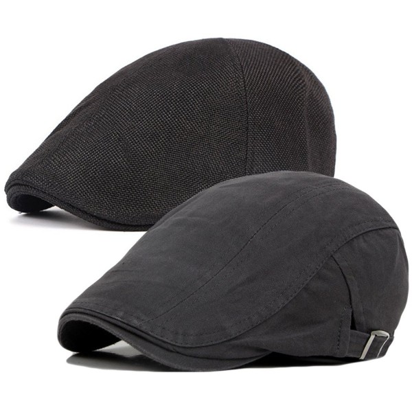 Qunson Men's duckbill IVY newsboy Cap Scally Hat Pack Of 2 - A - CC182WI54HQ