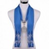 LERDU Women's Gift Idea Leaf Pendant Necklace Long Skinny Scarf Necklace - Sapphire - C011WKDGVJL