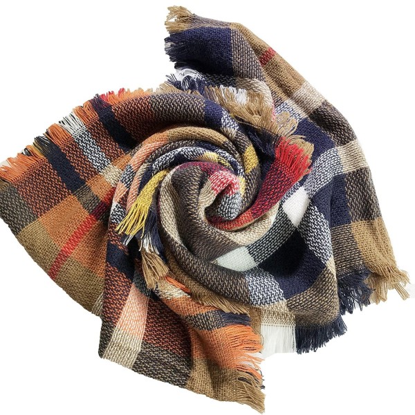 Plaid Infinity Scarf Women's Wrapables Tartan Cashmere Scarves Blanket Wrap Shawl by Brilanter - Orange - CK1862647GU