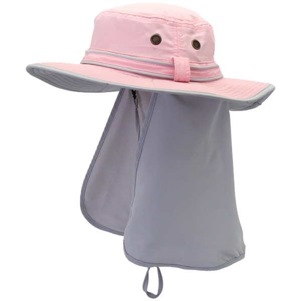 Lanzom Quick Drying UV Protection Outdoor Sun Hat With Flap Neck Cover UPF 50+ - Pink - CY17XE2D6O8
