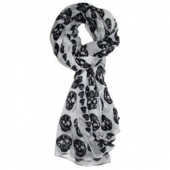 Ted and Jack - Vintage Style Lightweight Skull Print Scarf - White - CU186IOCLSN