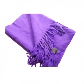 100% Cashmere Wool Scarf Solid Color Made in Germany - Plum - C41297FZAHH