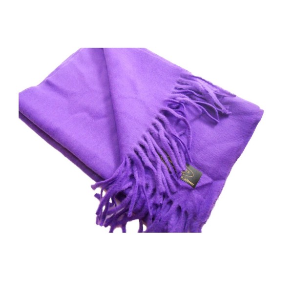 100% Cashmere Wool Scarf Solid Color Made in Germany - Plum - C41297FZAHH