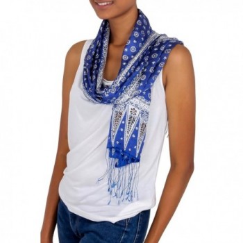 NOVICA Blue 100% Silk Batik Scarf- 'Awakening' - C011D8XHBTV