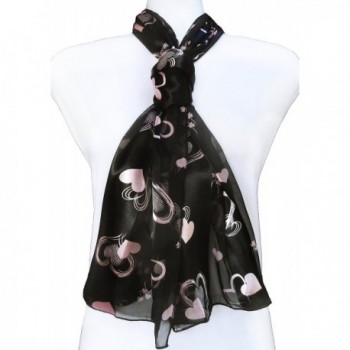 ii Valentines Scarf Mothers Day Hearts and Clover Women Mom - Pink on Black - C412C7LULY1