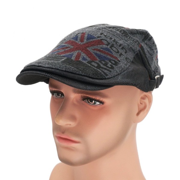 Roffatide Union Jack Flag Duckbill Newsboy Cap Cabbie Driving Ivy Golf Beret Hat - Dark Gray - CH182DM8A7I