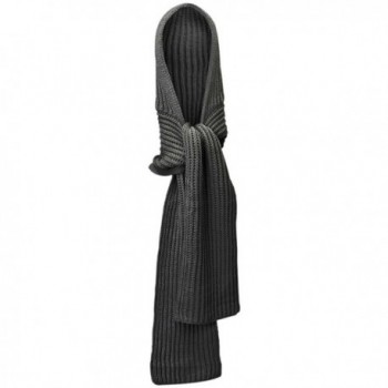 Winter Knit Hooded Scarf Cowl - Black - C4128O8R3TH