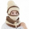 Ababalaya Women's Warm Fleece Pom Hat & Removable Windproof Mask & Neck Scarf Sets - Beige - C7188KA5CSD
