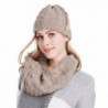 Bienvenu Women Lady Winter Warm Knitted Infinity Scarf and Beanie Hat Set - Khaki - CC12MFYLX29