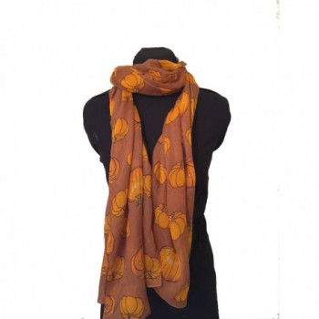 Pamper Yourself Now Women's Pumpkin Halloween Design Scarf - Brown - CS12BZDMJFB