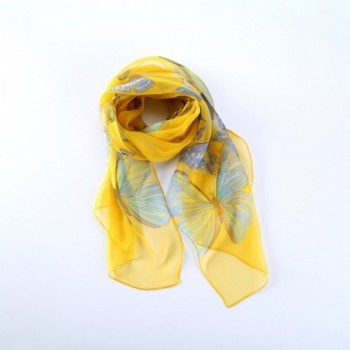 Georgette Scarf Butterfly Print Yellow in Fashion Scarves