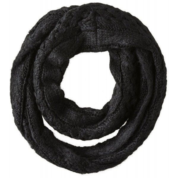 Women's Cable-Knit Infinity Scarf - Black - C011OM157BR