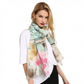 GERINLY Spring Scarfs Lilium Print Beach Wrap Shawl For Hawaiian Vacation - Green - CU18C35UAOU