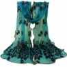 Rumas Women Peacock Flower Embroidered Scarf Long Soft Wrap Shawl - Green - CI12MO8KO6R