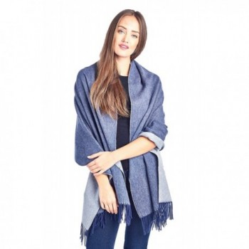 High Style Lambswool Oversized Pashmina - Navy Blue / Lt Grey - CX185HH7IO5