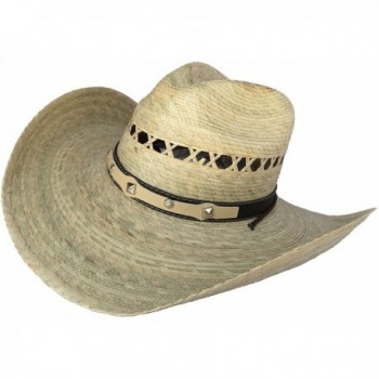 Mexican Palm Western Sombrero Cowboy Hat Safari Sun Lifeguard Gardener SPF Big Brim - Natural - CH12EXR4819