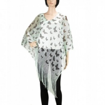 Butterfly Mesh Lightweight Summer Poncho Cape - Mint - C012KUMN80N