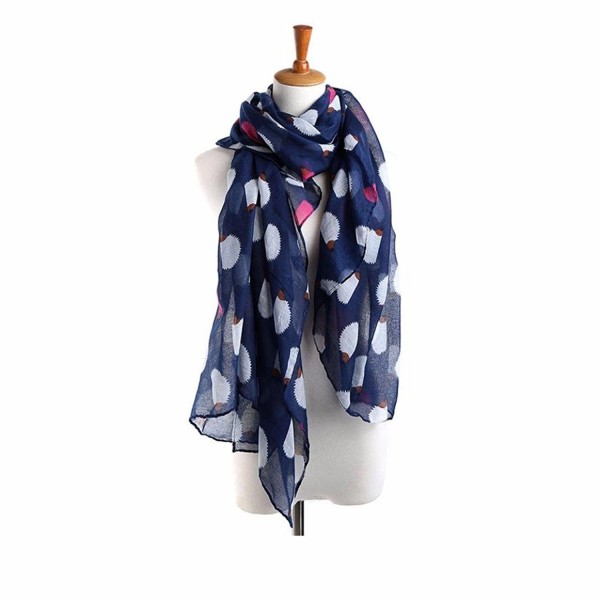 Creazy Women Ladies Hedgehog Pattern Long Scarf Warm Wrap Shawl - Navy - CZ129F0OHGP