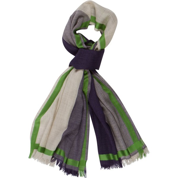 Woolberry Warm Wool Scarf Grey/Green 100% Natural Fibers Shawl Stole Wrap Soft on Skin Women - CL186IORT5W